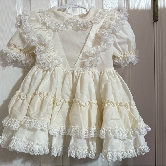 Vintage Miss Quality Ivory Lace & Ruffles Full Circle Pageant Party Dress - Picture 3 of 9